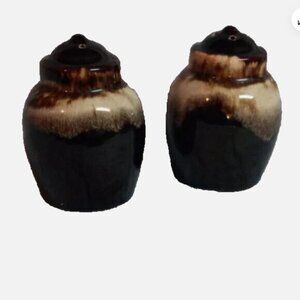 VTG Pfaltzgraff Brown Drip Salt & Pepper Shakers Ironstone 1970s Classic Pottery
